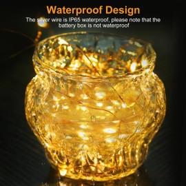 btfarm 30 Pack Fairy Lights Battery Operated [3 Modes], 7ft 20 Led Twinkle Lights String Lights Waterproof Bulk Small Mini Silver Wire for Christmas Mason Jars Wedding Table Centerpiece, Warm White