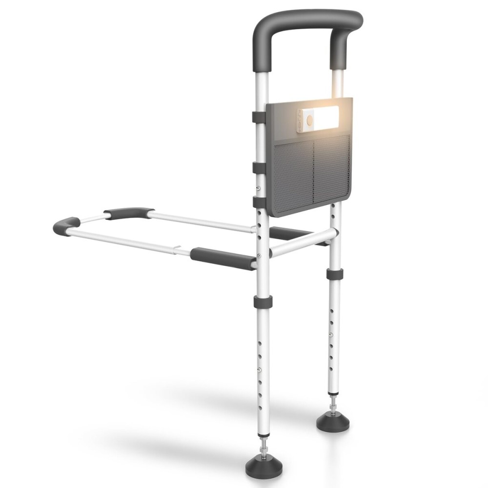 Agrish Bed Rails for Elderly Adults Safety - with Motion Light & Storage Pouch, Bedside Assist Bar with Support Legs for Seniors & Surgery Patients - Medical Bed Rail Agrish Bed Rails for Elderly Adults Safety - with Motion Light & Storage Pouch, Bedside Assist Bar with Support Legs for Seniors & Surgery Patients - Medical Bed Rail