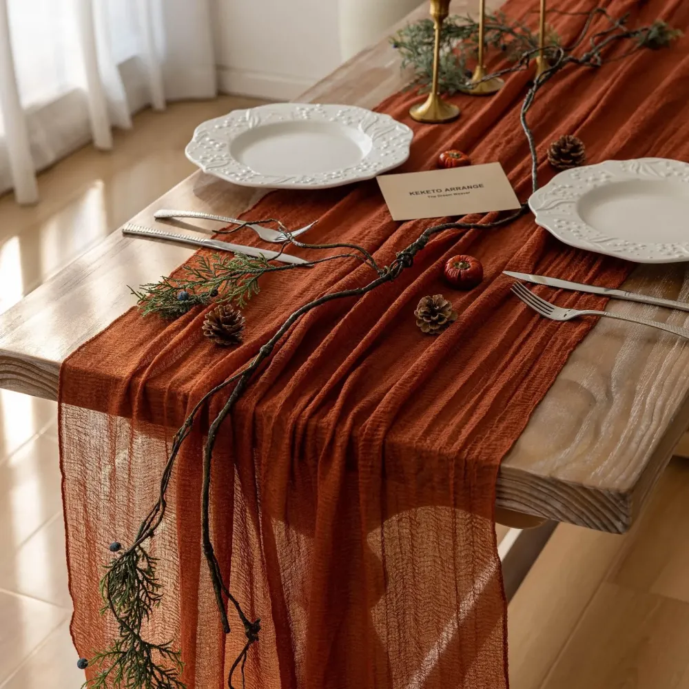 Keketo Terracotta Table Runner Cheesecloth Rust Gauze 120 Inch 10 FT Rustic Burnt Orange Cheese Cloth for Wedding Baby Bridal Shower Party Centerpiece Sheer Holiday Home Decorations Keketo Terracotta Table Runner Cheesecloth Rust Gauze 120 Inch 10 FT Rustic Burnt Orange Cheese Cloth for Wedding Baby Bridal Shower Party Centerpiece Sheer Holiday Home Decorations