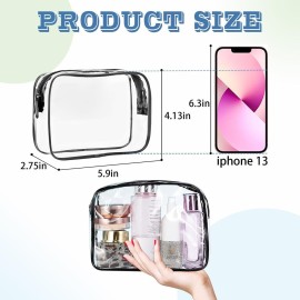 16 Pieces Clear Makeup Bags Bulk, TSA Approved Toiletry Bag for Travel, PVC Waterproof Travel Small Pouches Clear Pouch with Zipper for Men and Women Carry-on Travel Essentials Cosmetic Bags (Black) 16 Pieces Clear Makeup Bags Bulk, TSA Approved Toiletry Bag for Travel, PVC Waterproof Travel Small Pouches Clear Pouch with Zipper for Men and Women Carry-on Travel Essentials Cosmetic Bags (Black)