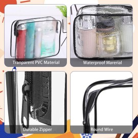 16 Pieces Clear Makeup Bags Bulk, TSA Approved Toiletry Bag for Travel, PVC Waterproof Travel Small Pouches Clear Pouch with Zipper for Men and Women Carry-on Travel Essentials Cosmetic Bags (Black) 16 Pieces Clear Makeup Bags Bulk, TSA Approved Toiletry Bag for Travel, PVC Waterproof Travel Small Pouches Clear Pouch with Zipper for Men and Women Carry-on Travel Essentials Cosmetic Bags (Black)