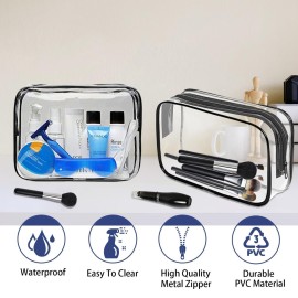 16 Pieces Clear Makeup Bags Bulk, TSA Approved Toiletry Bag for Travel, PVC Waterproof Travel Small Pouches Clear Pouch with Zipper for Men and Women Carry-on Travel Essentials Cosmetic Bags (Black) 16 Pieces Clear Makeup Bags Bulk, TSA Approved Toiletry Bag for Travel, PVC Waterproof Travel Small Pouches Clear Pouch with Zipper for Men and Women Carry-on Travel Essentials Cosmetic Bags (Black)