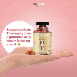 TruHeight Kids Bone Growth Gummies (Strawberry, Ages 2+) All Natural Kids & Toddler Vitamins - Vitamin D, Calcium, K2, Magnesium Multivitamin - Natural Growth & Development, Builds Strong Bones, Vegan