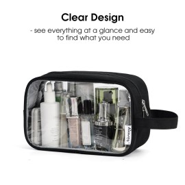 Narwey Clear Travel Toiletry Bag for Women and Men Traveling Dopp Kit Makeup Bag Organizer for Toiletries Accessories Cosmetics (Clear-Black) Narwey Clear Travel Toiletry Bag for Women and Men Traveling Dopp Kit Makeup Bag Organizer for Toiletries Accessories Cosmetics (Clear-Black)