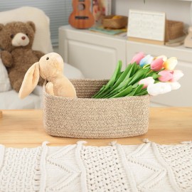 MiniArk Small Storage Baskets for Organizing | Closet Organizer Bins | Shelf Toy Basket | Woven Rope Baskets | Cube Decorative Box | Shallow Basket | 11.5x7.5x4.7 | 3 Packs Mixed Brown