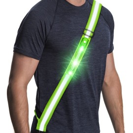 Simket Reflective Walking Gear, Rechargeable Led Reflective Sash, Adjustable Night Walking Safety Gear, High Visibility Safety Lights for Walking at Night for Men Women Jogging Running Biking