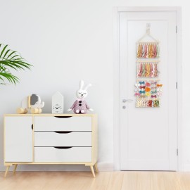 Mkono Headband Holder Boho Hair Bow Organizer for Girls Macrame Bow Hanger with 30 Hooks Bow Holder for Nursery Baby\'s Room Hair Accessories Organizer Wall Hanging Decor for Bedroom Bathroom