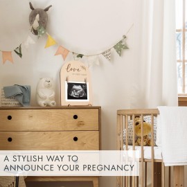 Cute Wooden Ultrasound Picture Frame - Beautiful Double Sided Sign For The Announcement of Your Pregnancy Or Baby\'s Birth - Nursery Decor Sonogram Photo Frame & Pregnancy Gift For First Time Moms