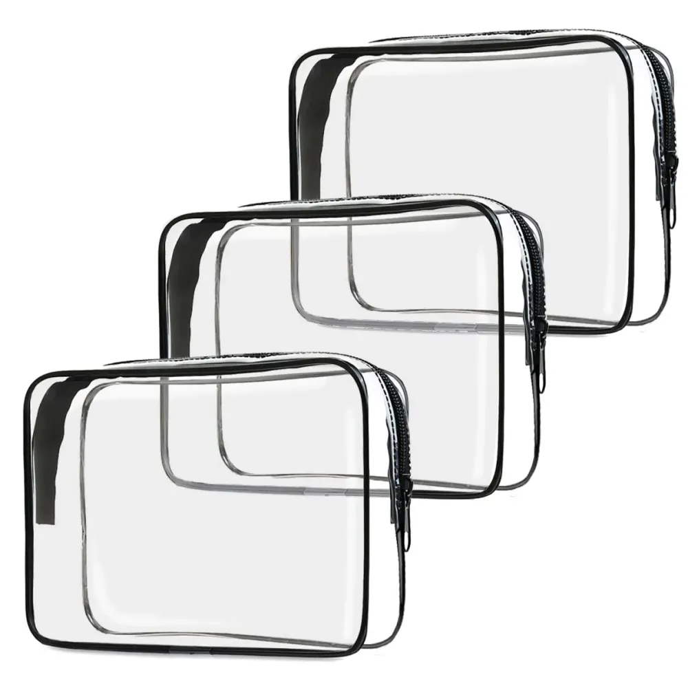 CADAVO TSA Approved Toiletry Bag, 3 Pack Clear Travel Bags for Toiletries, Quart Size Makeup Cosmetic Bag Organizer for Women Men Travel Accessories(Black) CADAVO TSA Approved Toiletry Bag, 3 Pack Clear Travel Bags for Toiletries, Quart Size Makeup Cosmetic Bag Organizer for Women Men Travel Accessories(Black)