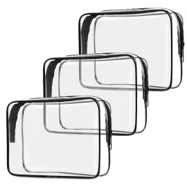 CADAVO TSA Approved Toiletry Bag, 3 Pack Clear Travel Bags for Toiletries, Quart Size Makeup Cosmetic Bag Organizer for Women Men Travel Accessories(Black)