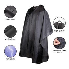 Omvoina Professional Hair Cutting Cape with Adjustable Snap Closure, Salon Barber Cape,Waterproof Hairdressing Salon Cape - 57 x 51(Black) Omvoina Professional Hair Cutting Cape with Adjustable Snap Closure, Salon Barber Cape,Waterproof Hairdressing Salon Cape - 57 x 51(Black)