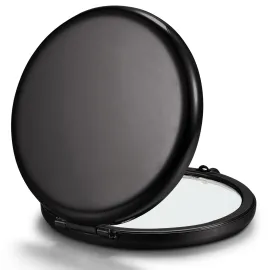 Getinbulk Compact Mirror for Purse, Double-Sided 1X/2X Magnifying Metal Pocket Makeup Mirrors(Round, Onyx Black) Getinbulk Compact Mirror for Purse, Double-Sided 1X/2X Magnifying Metal Pocket Makeup Mirrors(Round, Onyx Black)