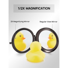 Getinbulk Compact Mirror for Purse, Double-Sided 1X/2X Magnifying Metal Pocket Makeup Mirrors(Round, Onyx Black) Getinbulk Compact Mirror for Purse, Double-Sided 1X/2X Magnifying Metal Pocket Makeup Mirrors(Round, Onyx Black)