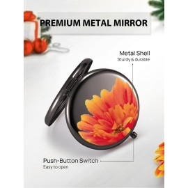Getinbulk Compact Mirror for Purse, Double-Sided 1X/2X Magnifying Metal Pocket Makeup Mirrors(Round, Onyx Black) Getinbulk Compact Mirror for Purse, Double-Sided 1X/2X Magnifying Metal Pocket Makeup Mirrors(Round, Onyx Black)