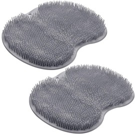 2PACK Shower Foot Scrubber Mat Back Washer Back Exfoliating Bath Wash Pad Wall Mounted Slip Suction Cups Foot Scrubber for Use in Shower Cups Foot Cleaner for Men and Women
