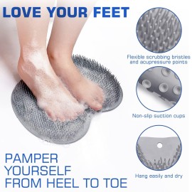 2PACK Shower Foot Scrubber Mat Back Washer Back Exfoliating Bath Wash Pad Wall Mounted Slip Suction Cups Foot Scrubber for Use in Shower Cups Foot Cleaner for Men and Women 2PACK Shower Foot Scrubber Mat Back Washer Back Exfoliating Bath Wash Pad Wall Mounted Slip Suction Cups Foot Scrubber for Use in Shower Cups Foot Cleaner for Men and Women