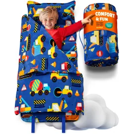 Klevly Nap Mats for Preschool Ages 3-5 | Soft & Non-Toxic Fabric | Nap Mat for Toddlers | Toddler Nap mats for Daycare | Kindergarten Nap Mat | Toddler Nap Mat | Construction Kids Nap Mat