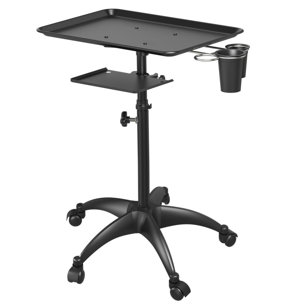 Salon Tray Cart with Storage Platform, Aluminum Tattoo Tray with Wheels Trolley Adjustable Height, Salon Tray Equipment Service Instrument Storage Tray Accessory for Salon & Spa Use, Black Salon Tray Cart with Storage Platform, Aluminum Tattoo Tray with Wheels Trolley Adjustable Height, Salon Tray Equipment Service Instrument Storage Tray Accessory for Salon & Spa Use, Black