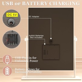 ROLOVE 9x11 Small Vanity Mirror with Lights, Lighted Makeup Mirror with Light, Portable Tabletop Cosmetic Make Up Mirror, Smart Touch Control, Dual Power Supply, 360Rotation