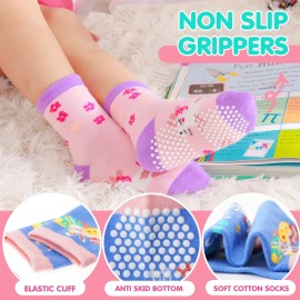 Welwoos Baby Girls Toddlers Grips Socks Kids Non Slip Anti Skid Funny Animal Cartoon Gift Cotton Socks with Grippers 12 Pairs Stocking Stuffers (Flower,3-5 Y) Welwoos Baby Girls Toddlers Grips Socks Kids Non Slip Anti Skid Funny Animal Cartoon Gift Cotton Socks with Grippers 12 Pairs Stocking Stuffers (Flower,3-5 Y)