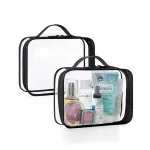 BAGSMART TSA Approved Clear Toiletry Bag, 2 Packs Quart Size Water Resistant Makeup Cosmetic Bags for Women, Airport Airline Travel Essential Carry On Organizer with Handle Large Opening, Black