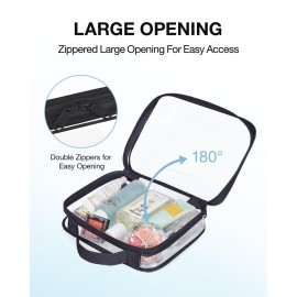 BAGSMART TSA Approved Clear Toiletry Bag, 2 Packs Quart Size Water Resistant Makeup Cosmetic Bags for Women, Airport Airline Travel Essential Carry On Organizer with Handle Large Opening, Black BAGSMART TSA Approved Clear Toiletry Bag, 2 Packs Quart Size Water Resistant Makeup Cosmetic Bags for Women, Airport Airline Travel Essential Carry On Organizer with Handle Large Opening, Black