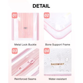 BAGSMART Clear Toiletry Bag, TSA Approved Travel Toiletry Bag Carry On Travel Accessories Bag Airport Airline Quart Size Bags water-resistant Makeup Bag for Women BAGSMART Clear Toiletry Bag, TSA Approved Travel Toiletry Bag Carry On Travel Accessories Bag Airport Airline Quart Size Bags water-resistant Makeup Bag for Women