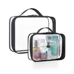 BAGSMART TSA Approved Clear Toiletry Bag, 2 Packs Quart Size Water Resistant Makeup Cosmetic Bags for Women, 2 Sizes Airport Airline Travel Essential Carry On Organizer with Handle Large Opening