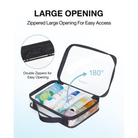 BAGSMART TSA Approved Clear Toiletry Bag, 2 Packs Quart Size Water Resistant Makeup Cosmetic Bags for Women, 2 Sizes Airport Airline Travel Essential Carry On Organizer with Handle Large Opening BAGSMART TSA Approved Clear Toiletry Bag, 2 Packs Quart Size Water Resistant Makeup Cosmetic Bags for Women, 2 Sizes Airport Airline Travel Essential Carry On Organizer with Handle Large Opening