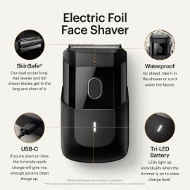 MANSCAPED The Handyman Compact Face Shaver - Portable Mens Travel Facial Hair Groomer, USB-C Rechargeable Razor, Electric Foil Face Shaver, Waterproof, Cordless, Dual-Action SkinSafe Foil Blades MANSCAPED The Handyman Compact Face Shaver - Portable Mens Travel Facial Hair Groomer, USB-C Rechargeable Razor, Electric Foil Face Shaver, Waterproof, Cordless, Dual-Action SkinSafe Foil Blades