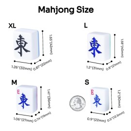 AzulHome Classic Chinese Mahjong Set with 144 Large Green Tiles (1.58\'\') with Pink Bag and Accessories, 4 Dice, 80 Poker Chips - for Chinese Style Game []