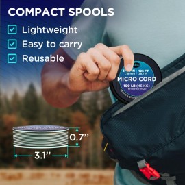 TECEUM Micro Paracord - Black - 1.18 mm x 125 ft - Micro Utility Cord - Thin Braided Paracord Rope Nylon Polyester - Wind Chime Replacement - Survival Strong String 016c