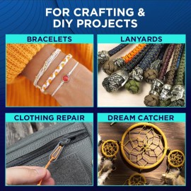 TECEUM Micro Paracord - Black - 1.18 mm x 125 ft - Micro Utility Cord - Thin Braided Paracord Rope Nylon Polyester - Wind Chime Replacement - Survival Strong String 016c