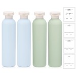 UMETASS 8.8 oz Plastic Travel Shampoo Bottles, Refillable Flip Cap Squeeze Bottles for Toiletries, Large Leakage-proof Travel Shampoo and Conditioner Bottles (Blue and Green)