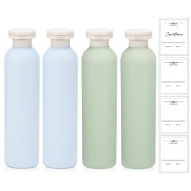 UMETASS 8.8 oz Plastic Travel Shampoo Bottles, Refillable Flip Cap Squeeze Bottles for Toiletries, Large Leakage-proof Travel Shampoo and Conditioner Bottles (Blue and Green)