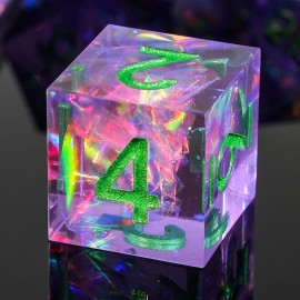 LDICEK DND Dice Set Sharp Edged Dice Set of 7 DND Faceted Dice Golden Numbers and Beautiful Iron Box Perfect for Dungeons & Dragons RPG and Board Game(Purple Green)