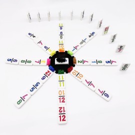 JOYOUSLIFE Mexican Train Dominoes with Numbers, Color Double 12 Numerical Domine Set for Adults and Family, Classic 91 Tiles Board Grame with Aluminym Case