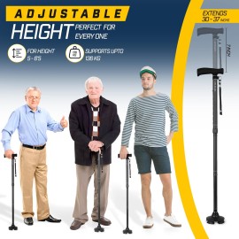 ZELECKS Walking Cane for Women & Men - Self Standing Adjustable Folding Cane with T Handle and 360 Pivot Base - Lightweight Foldable Walking Stick for Seniors - Collapsible Cane for Walking ZELECKS Walking Cane for Women & Men - Self Standing Adjustable Folding Cane with T Handle and 360 Pivot Base - Lightweight Foldable Walking Stick for Seniors - Collapsible Cane for Walking