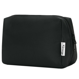 Large Makeup Bag Zipper Pouch Travel Cosmetic Organizer for Women (Large, Black)