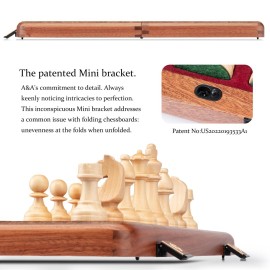 A&A Premium Natural Mahogany Folding Chess Set, w/ 15 Board & 3 King Height Staunton Chess Pieces, Includes 2 Extra Queens and a Storage Bag A&A Premium Natural Mahogany Folding Chess Set, w/ 15 Board & 3 King Height Staunton Chess Pieces, Includes 2 Extra Queens and a Storage Bag