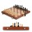 A&A Premium Natural Mahogany Folding Chess Set, w/ 15 Board & 3 King Height Staunton Chess Pieces, Includes 2 Extra Queens and a Storage Bag
