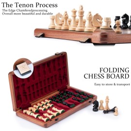 A&A Premium Natural Mahogany Folding Chess Set, w/ 15 Board & 3 King Height Staunton Chess Pieces, Includes 2 Extra Queens and a Storage Bag A&A Premium Natural Mahogany Folding Chess Set, w/ 15 Board & 3 King Height Staunton Chess Pieces, Includes 2 Extra Queens and a Storage Bag