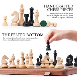 A&A Premium Natural Mahogany Folding Chess Set, w/ 15 Board & 3 King Height Staunton Chess Pieces, Includes 2 Extra Queens and a Storage Bag A&A Premium Natural Mahogany Folding Chess Set, w/ 15 Board & 3 King Height Staunton Chess Pieces, Includes 2 Extra Queens and a Storage Bag