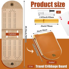Liliful 2 Sets Travel Cribbage Board Game Sets Portable Travel Games Each Set with 4 Metal Pegs, 1 Mini Leather Cribbage Board, 2 Track 1 Storage Slot Liliful 2 Sets Travel Cribbage Board Game Sets Portable Travel Games Each Set with 4 Metal Pegs, 1 Mini Leather Cribbage Board, 2 Track 1 Storage Slot