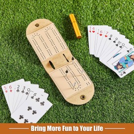 Liliful 2 Sets Travel Cribbage Board Game Sets Portable Travel Games Each Set with 4 Metal Pegs, 1 Mini Leather Cribbage Board, 2 Track 1 Storage Slot Liliful 2 Sets Travel Cribbage Board Game Sets Portable Travel Games Each Set with 4 Metal Pegs, 1 Mini Leather Cribbage Board, 2 Track 1 Storage Slot