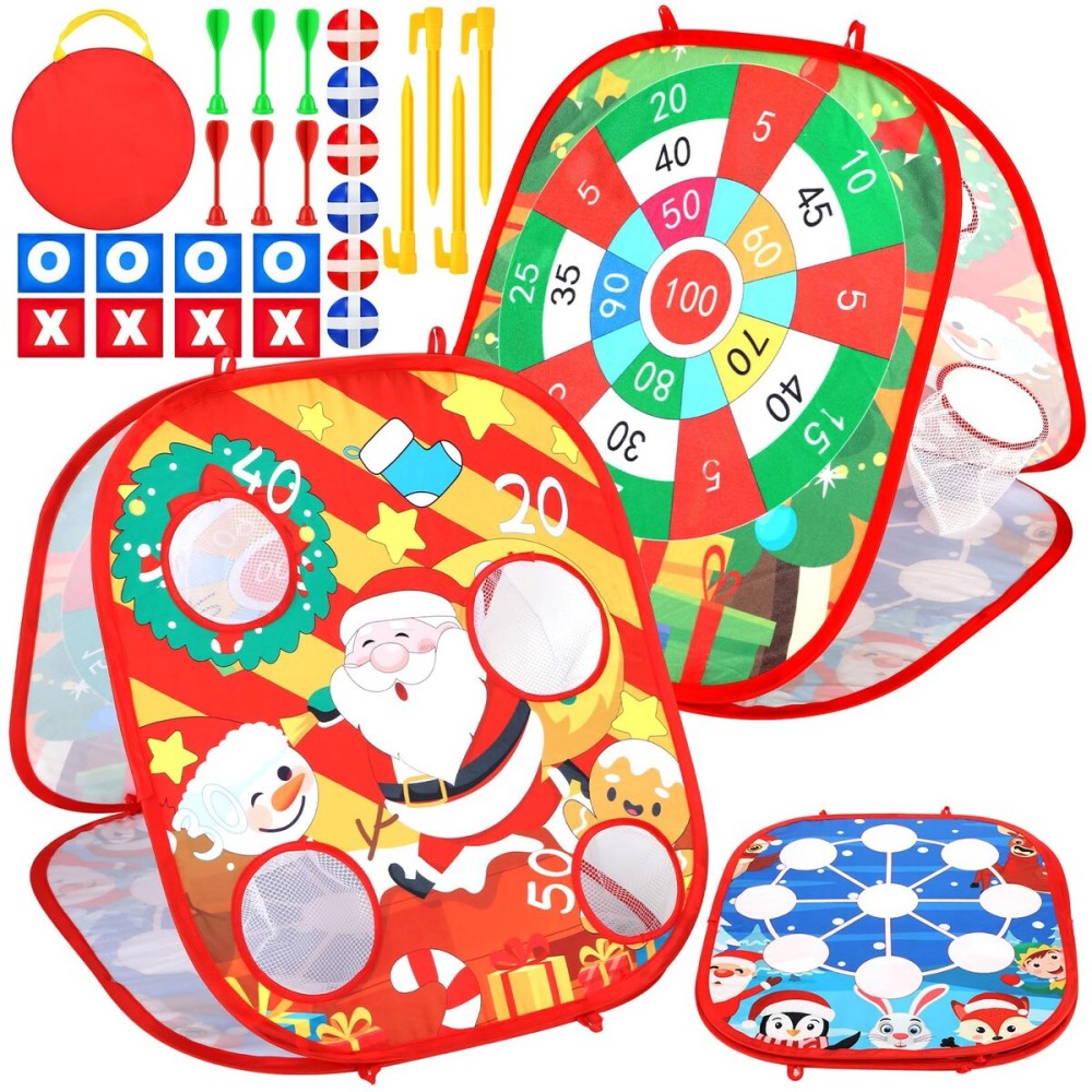 Liliful Christmas 3 in 1 Bean Bag Toss Game Set Christmas Party Games for Families Collapsible Cornhole and Dart Board Yard Outdoor Indoor Games for Boys and Girls Toys Xmas Activities Party Favors Liliful Christmas 3 in 1 Bean Bag Toss Game Set Christmas Party Games for Families Collapsible Cornhole and Dart Board Yard Outdoor Indoor Games for Boys and Girls Toys Xmas Activities Party Favors