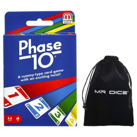 Phase 10 Card Game for Adults Bundle with Mr Dice Drawstring Bag