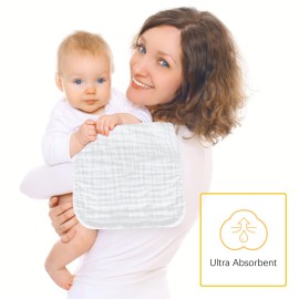 Lovely Care 12 Pack Muslin Burp Cloths 100% Cotton Muslin Cloths Large 20\'\'x10\'\' Extra Soft and Absorbent Baby Burping Cloth - White