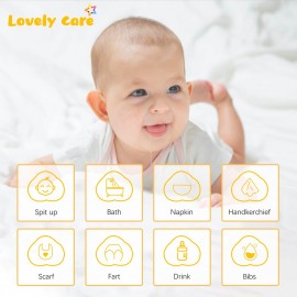 Lovely Care 12 Pack Muslin Burp Cloths 100% Cotton Muslin Cloths Large 20\'\'x10\'\' Extra Soft and Absorbent Baby Burping Cloth - White