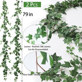 mizii 2 Strands Artificial Vines Ivy Garland 79 Fake Vine with Silk Green Leaves Faux Hanging Plants Greenery Decoration for Bedroom Home Wall Party Wedding Arch Apartment Room Decor (Ivy) mizii 2 Strands Artificial Vines Ivy Garland 79 Fake Vine with Silk Green Leaves Faux Hanging Plants Greenery Decoration for Bedroom Home Wall Party Wedding Arch Apartment Room Decor (Ivy)